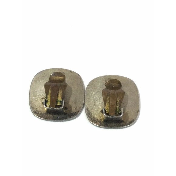 Aksel Holmsen Norway Sterling Enamel Square Clip On Earrings - Picture 3 of 10